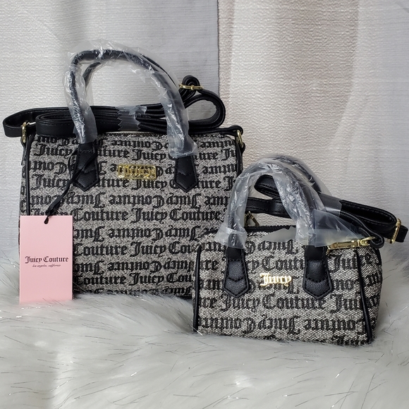 Juicy Couture Handbags - JUICY COUTURE black beige mommy and me speedy crossbody bag set